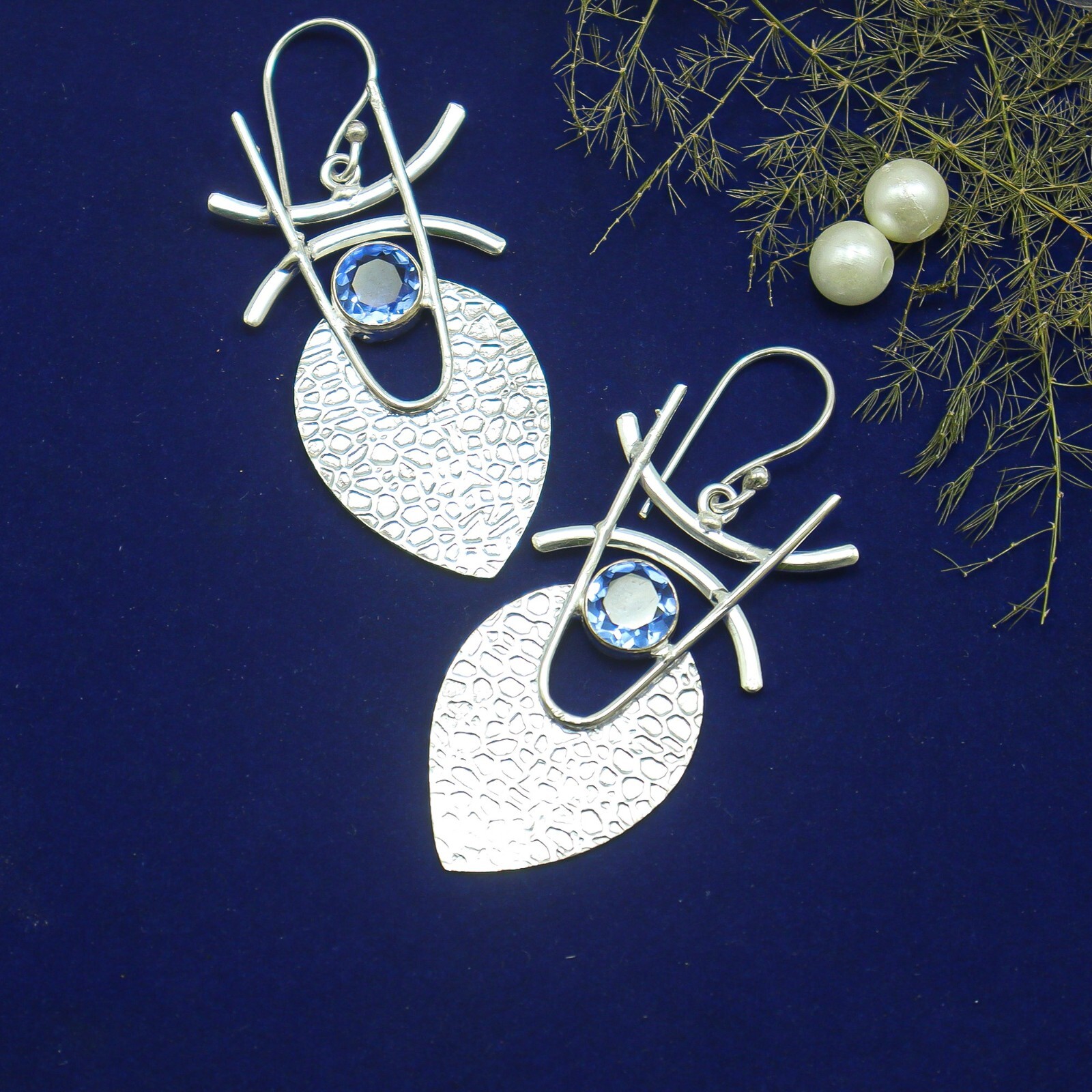 Tanzanite Gemstone Earrings 925 Silver Handmade Jewelry 1.78″ Anniversary Gift