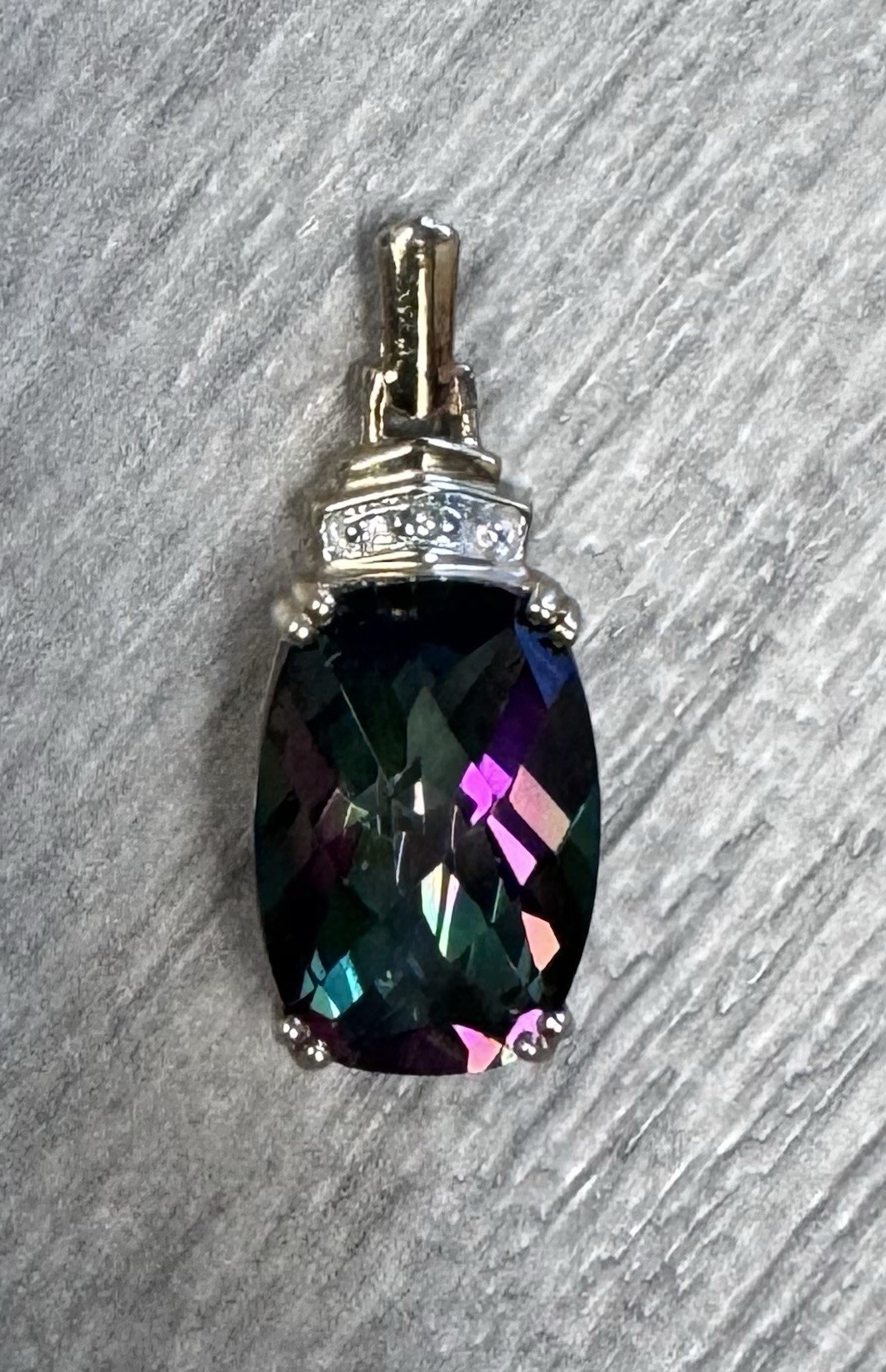 10K Yellow Gold Diamond And Synthetic Mystic Sapphire Pendant