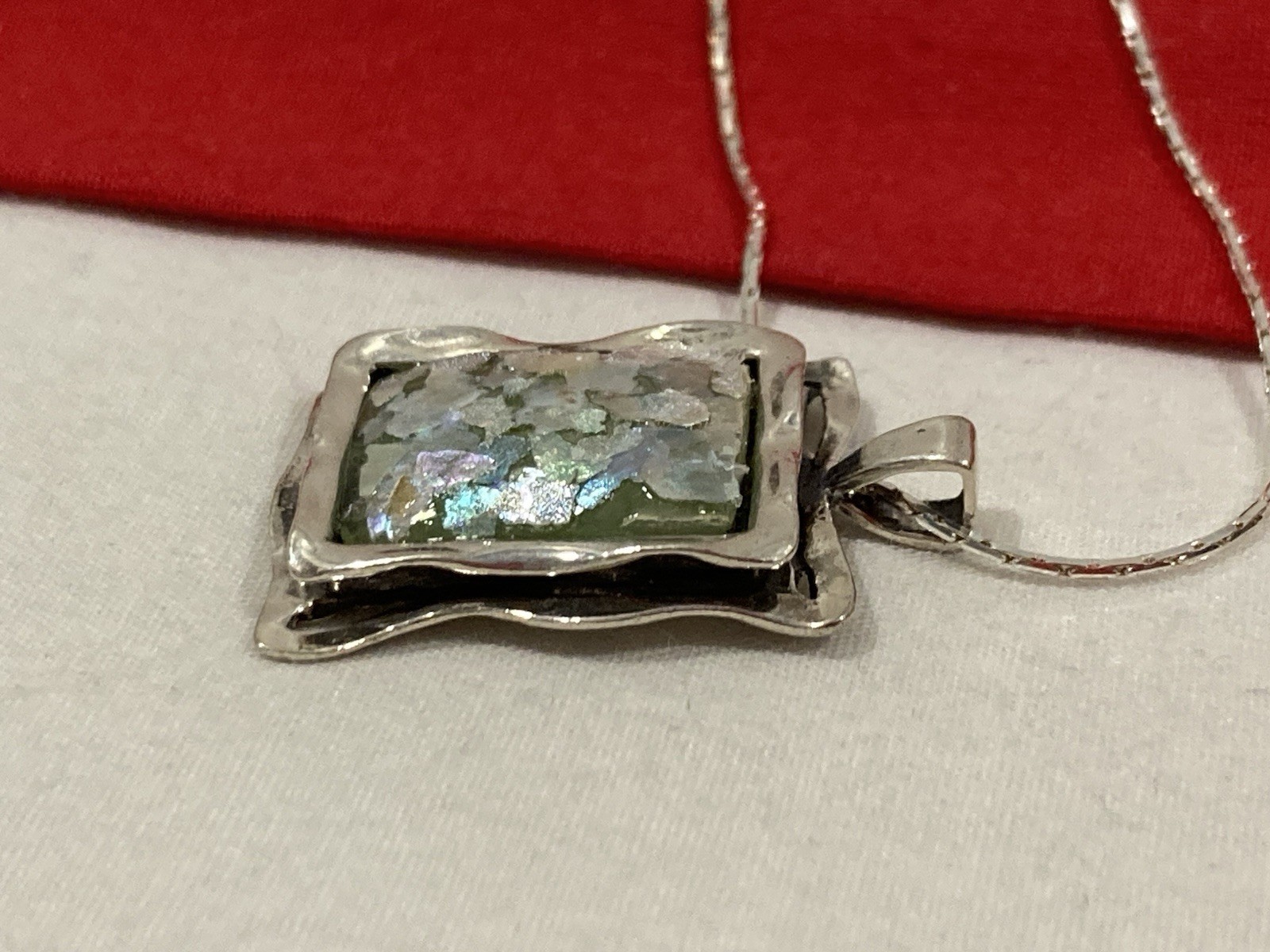 NEW OR PAZ PZ ISRAEL Sterling Silver 925 ROMAN GLASS Pendant 20″ Necklace W/BOX