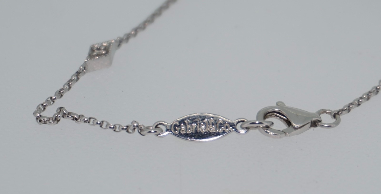 14K White Gold Diamond Station Chain by Gabriel & Co.