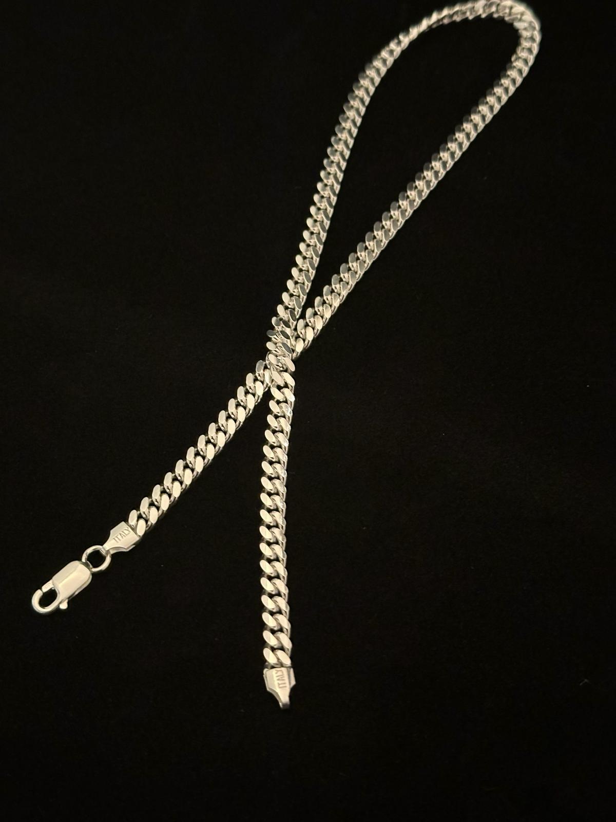 Real Solid 925 Sterling Silver Miami Cuban Mens Boys Chain Necklace Italian