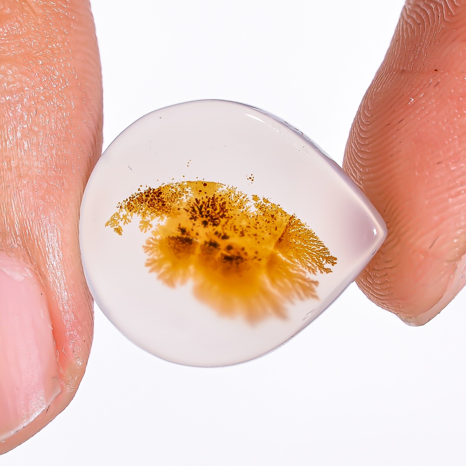8.15CT 100%Natural Scenic Dendritic Agate PEAR Cabochon 16x18x3mm Gemstone BC-22