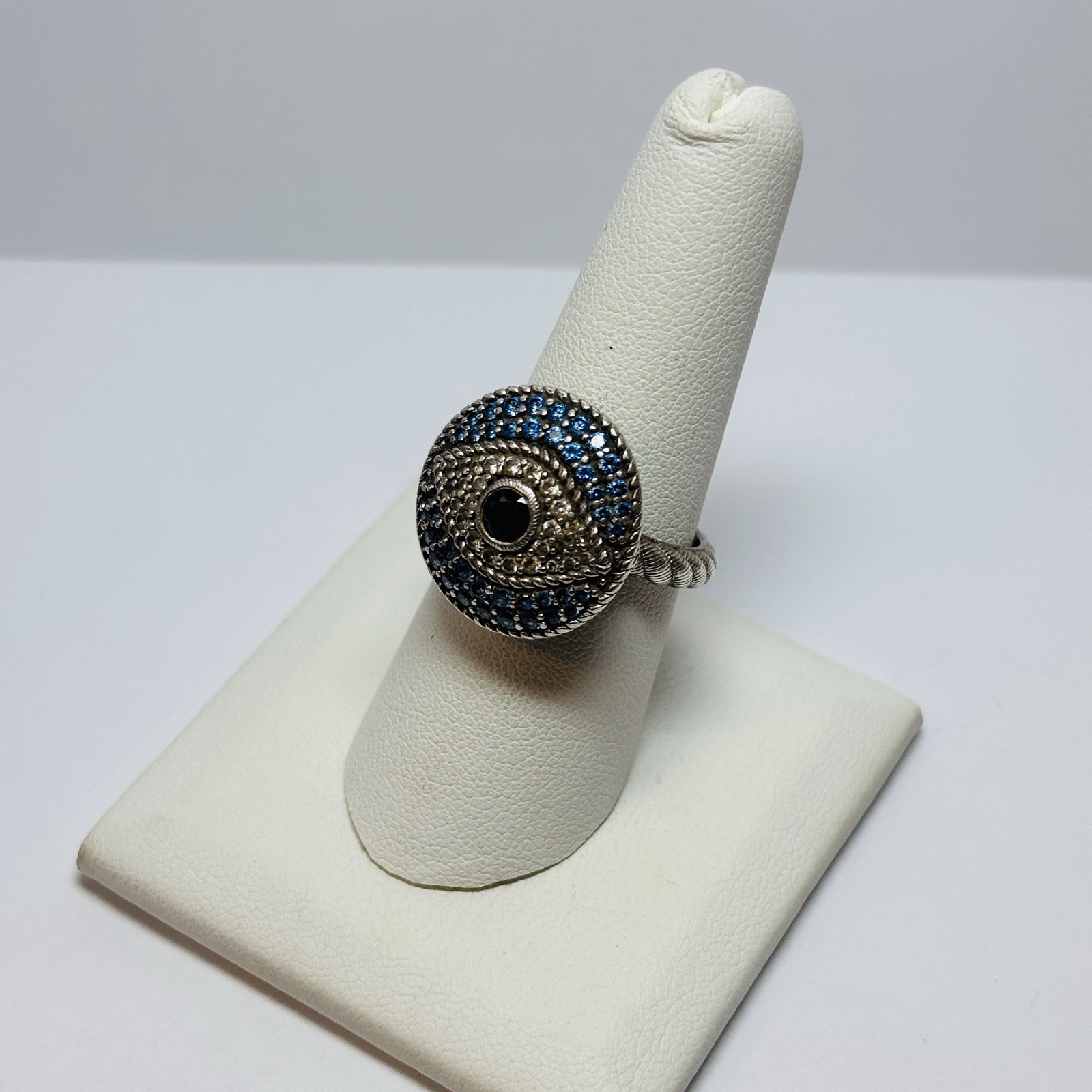 Judith Ripka Sterling 925 Silver Evil Eye Cubic Zirconia Ring Size 8 – .31