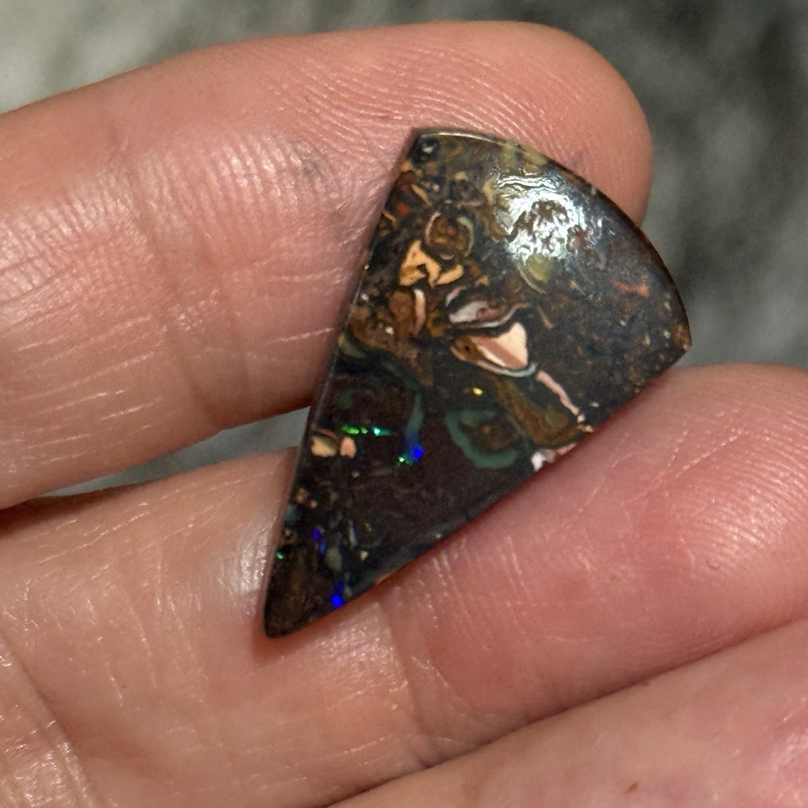 11ct 25×15.8×3.7mm Colorful Australian Koroit Boulder Opal Drop Cabochon Gem