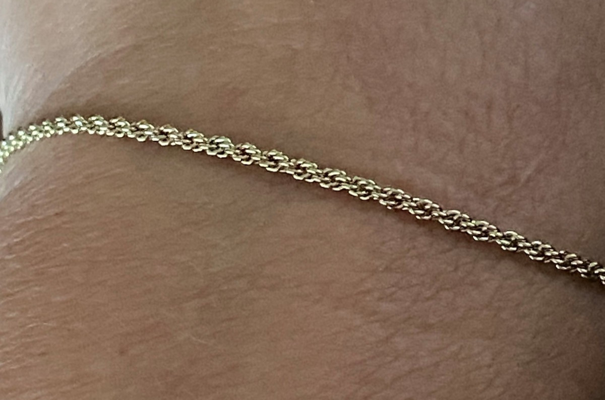 Gold Tone Rope Chain Necklace Small Chain Style Lobster Clasp Mrkd Korea NoStone