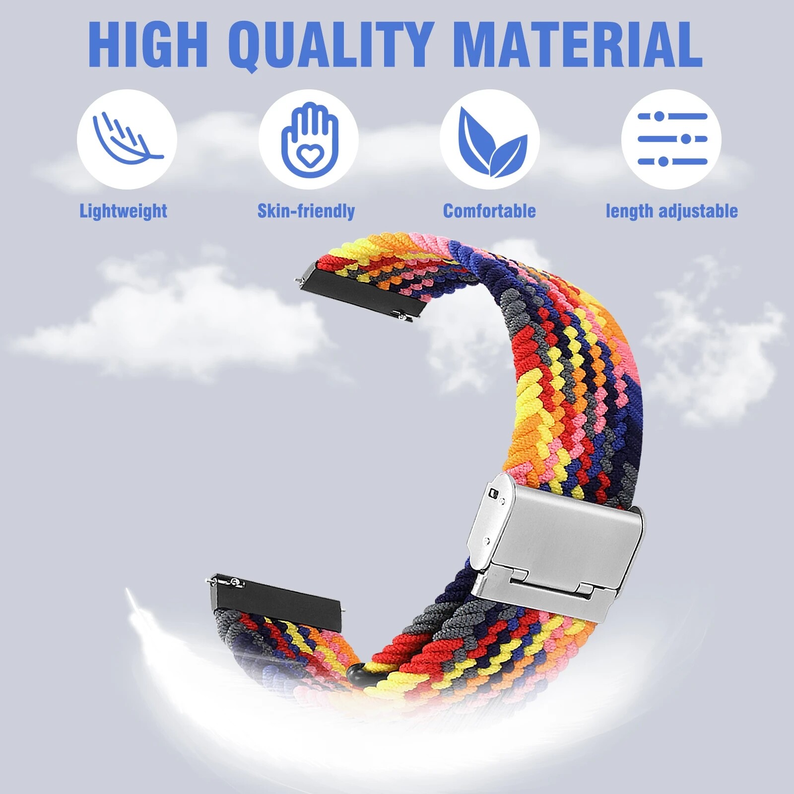 Samsung Galaxy Watch 4 3 Classic Active 2 Braided Elastic Woven Nylon 20mm Band