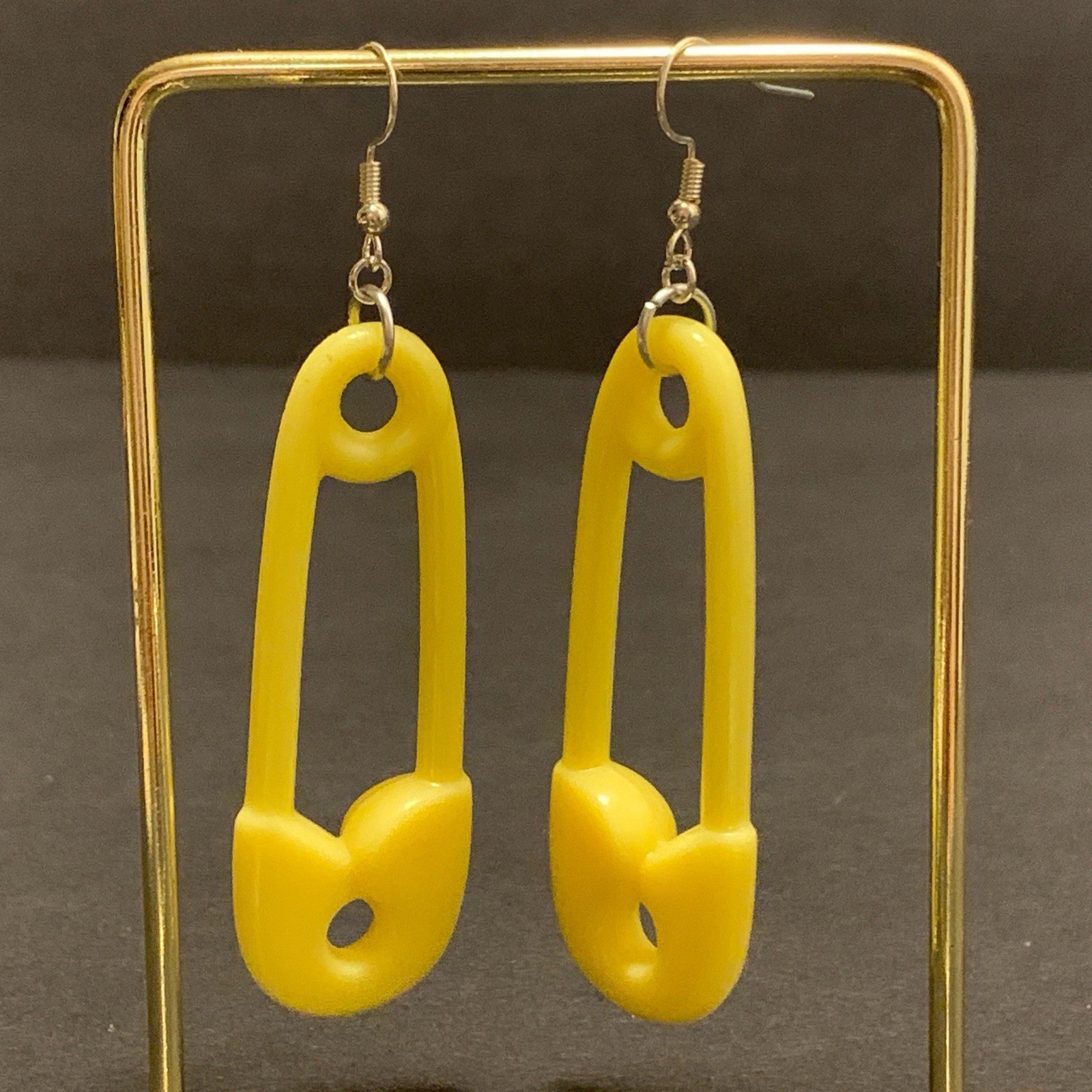 Baby Shower Earrings Handmade Yellow Safety Pin Gender Reveal Cute Toy Twee