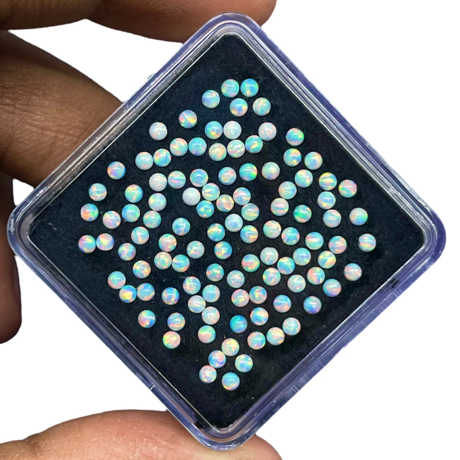 40 Pcs Australian Opal 2mm Round Cabochon AAA Quality Lab Created Gemstones Lot