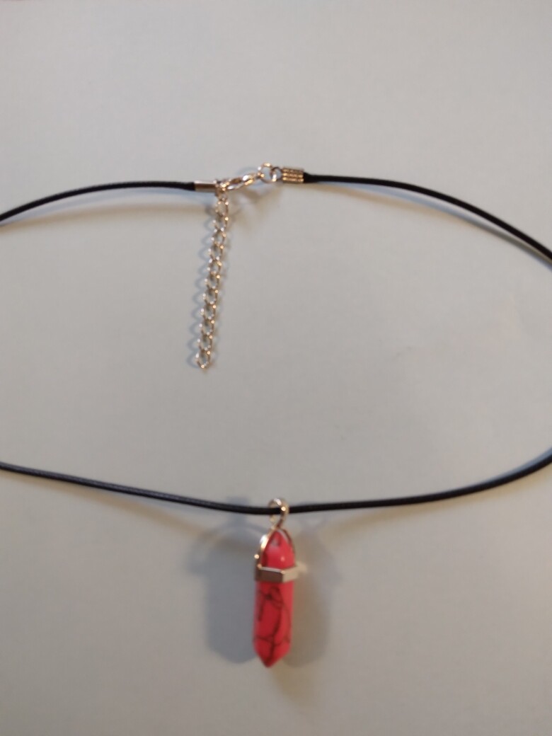 Red Gemstone on 17 1/2 – 19 1/2 inch Black Cord type necklace 249155