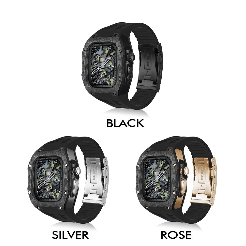Luxury Titanium Carbon Fiber Case Rubber Band Mod Kit For Apple Watch Ultra 49MM