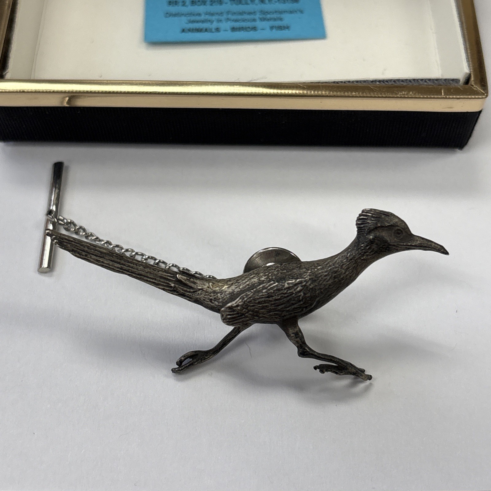 Vintage Sid Bell Sterling Silver Road Runner Roadrunner Tie Tack Pin 14.9g