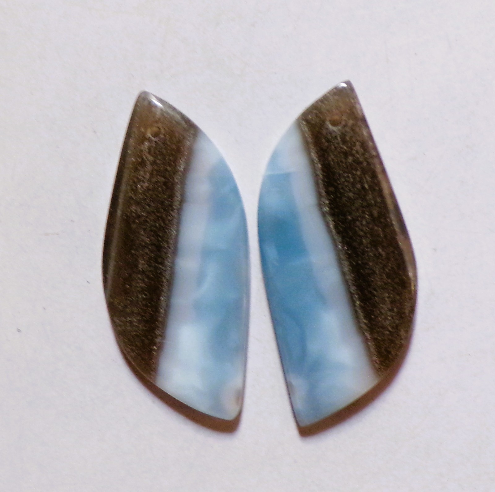 28.65 Cts Natural Blue Opal Drilled Cabochon Match Pair Gemstone 35X15.4MM 56