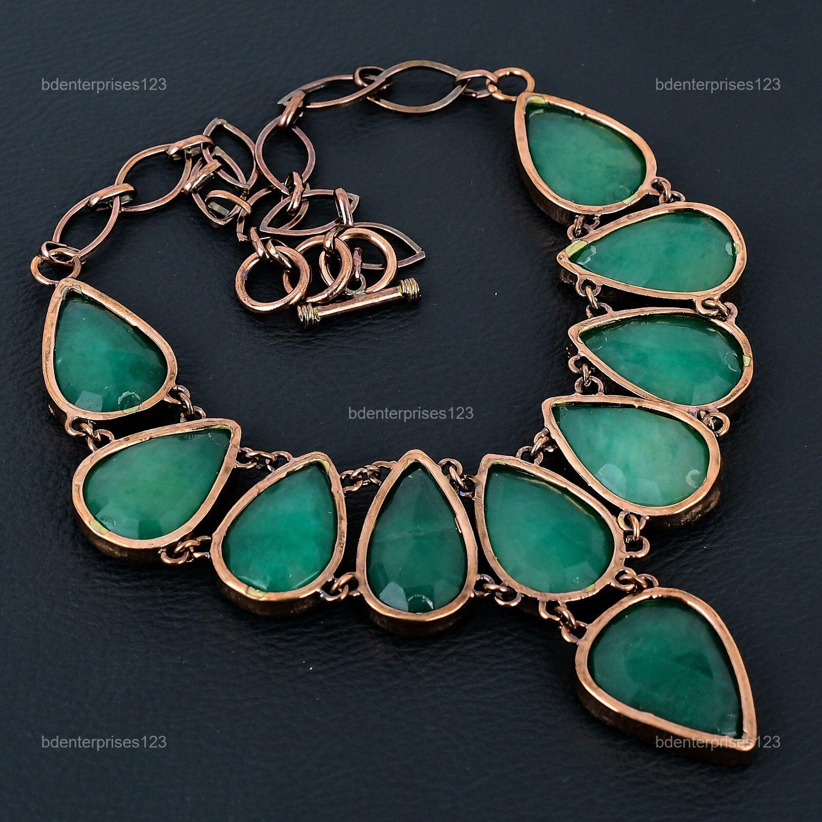Copper Natural Zambian Emrald Chain Elegant Electroformed Boho Necklace Jewelry