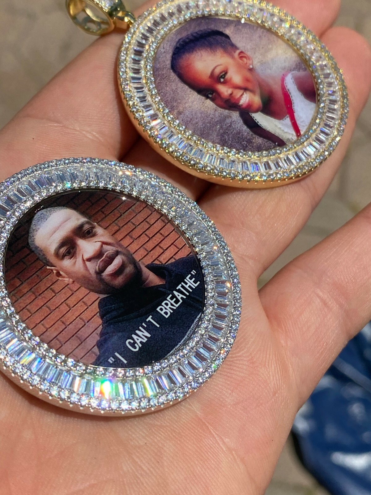 Solid 925 Silver Custom HipHop Photo Pendant Icy Memory Medallion Gold Plated CZ