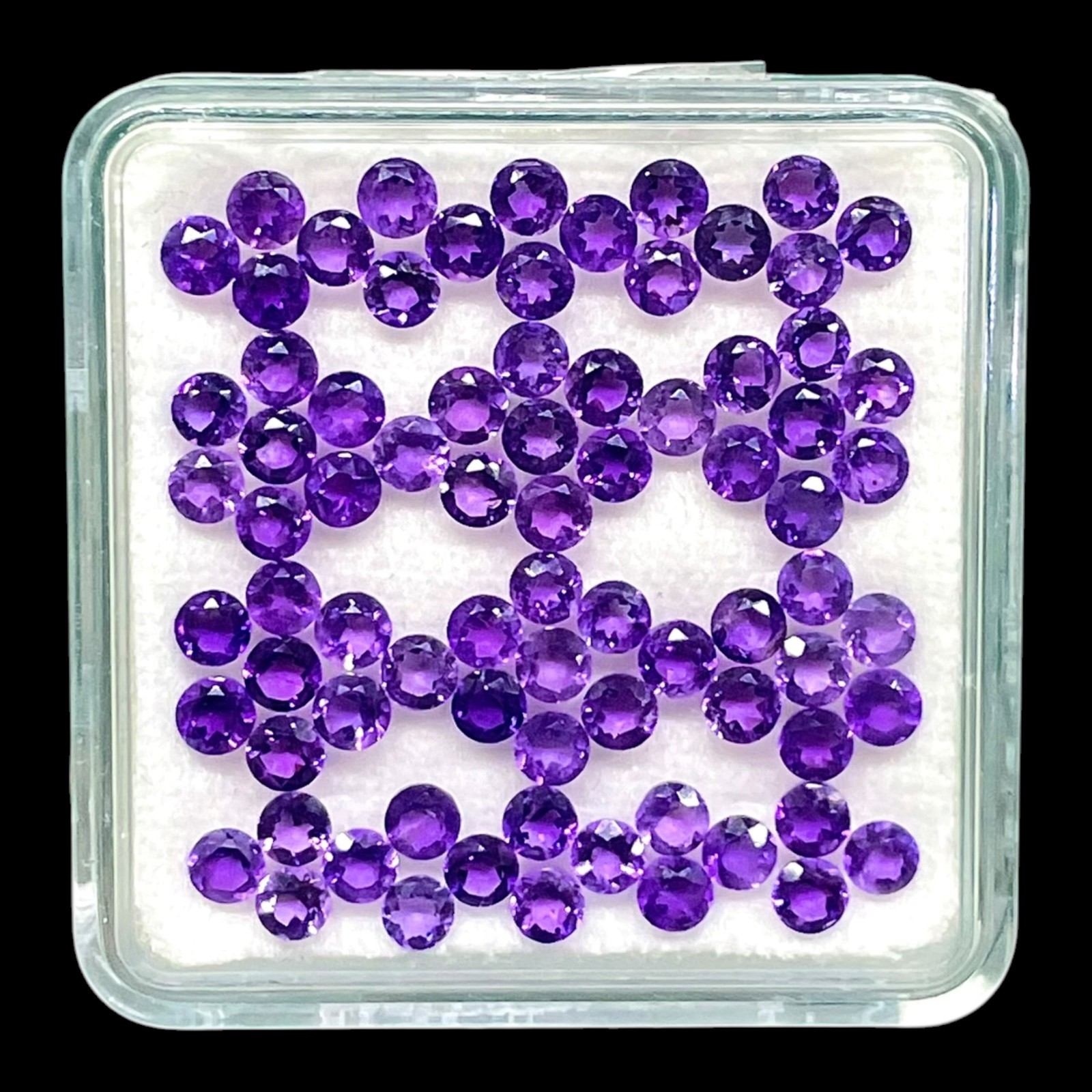 100 Pcs Natural Amethyst 3mm Round Cut Rich Purple Untreated Loose Gemstones Lot