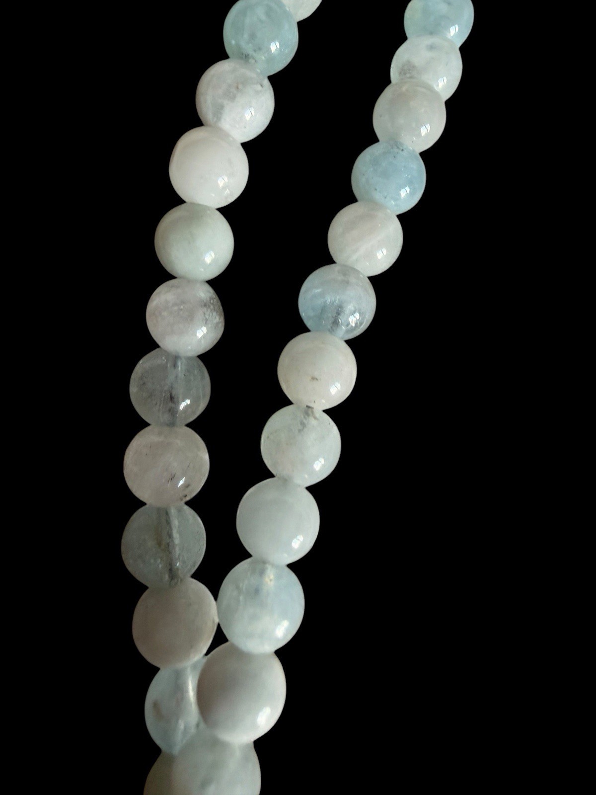 Signed Jay King DTR Sterling Silver Double Strand Aquamarine Beaded Necklace
