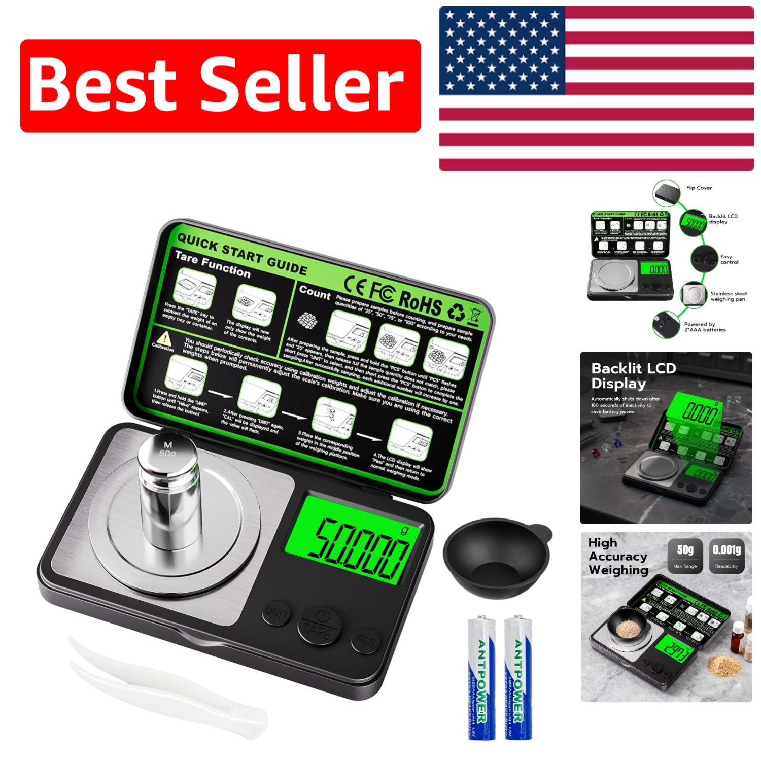 Ultra-Precise Digital Milligram Scale 50g x 0.001g – Perfect for Jewelry