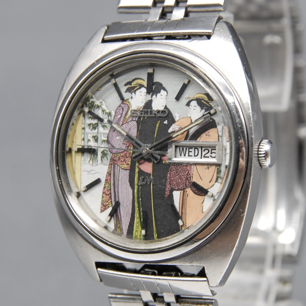 1970y SERVICED [EXC+5]Vintage SEIKO Lord Matic 5606-7140 LM 36mm UKIYOE AT Watch