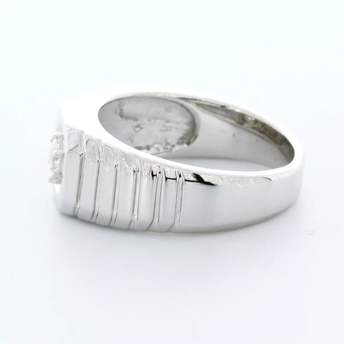 Single Stone Mens Ring 14K Gold Classic 0.31 Carat Round Natural Diamond D VS1