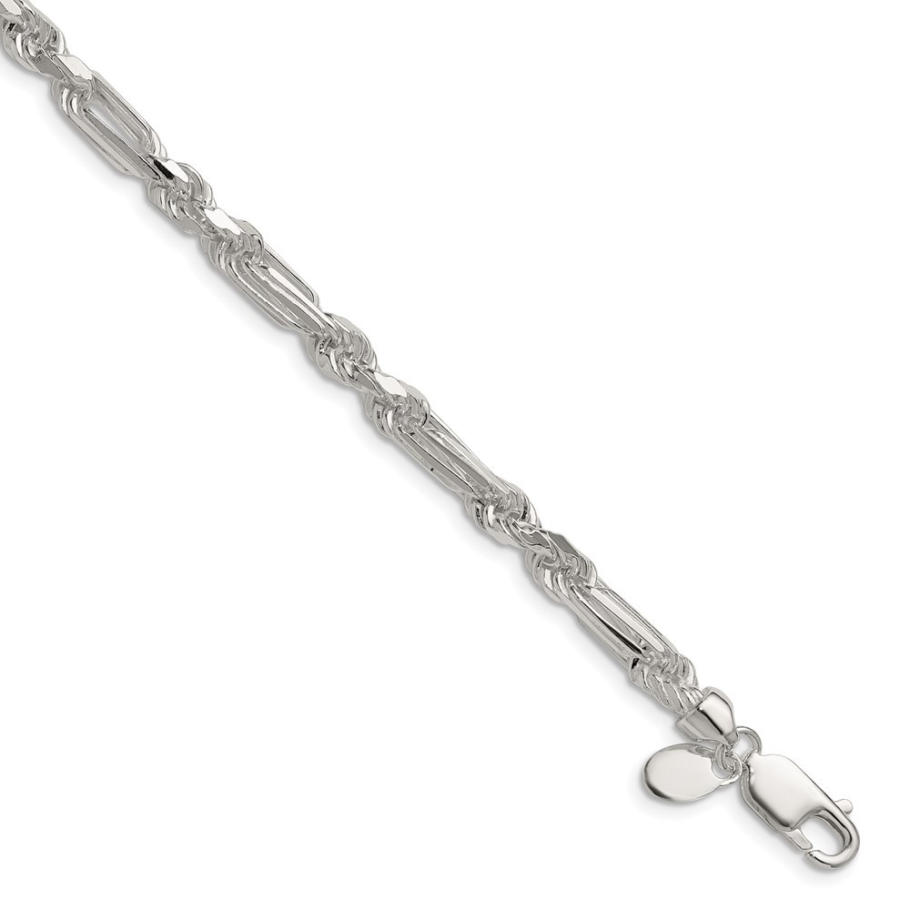 Sterling Silver 4.75mm Diamond-Cut Figarope Chain Bracelet