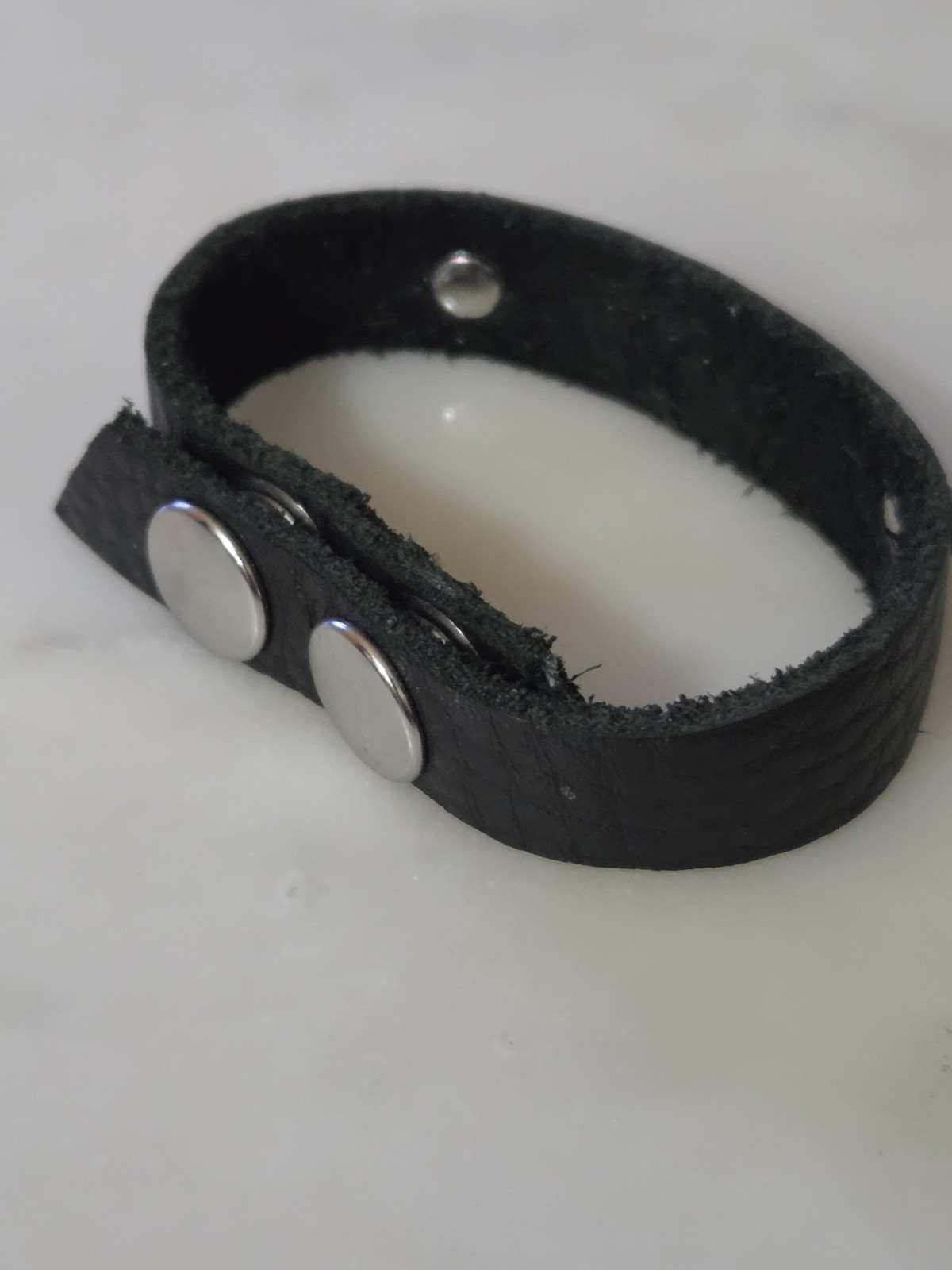 Dark Brown Leather Snap Cuff Bracelet PatinaArrow w/ 2 Blue Round Stones