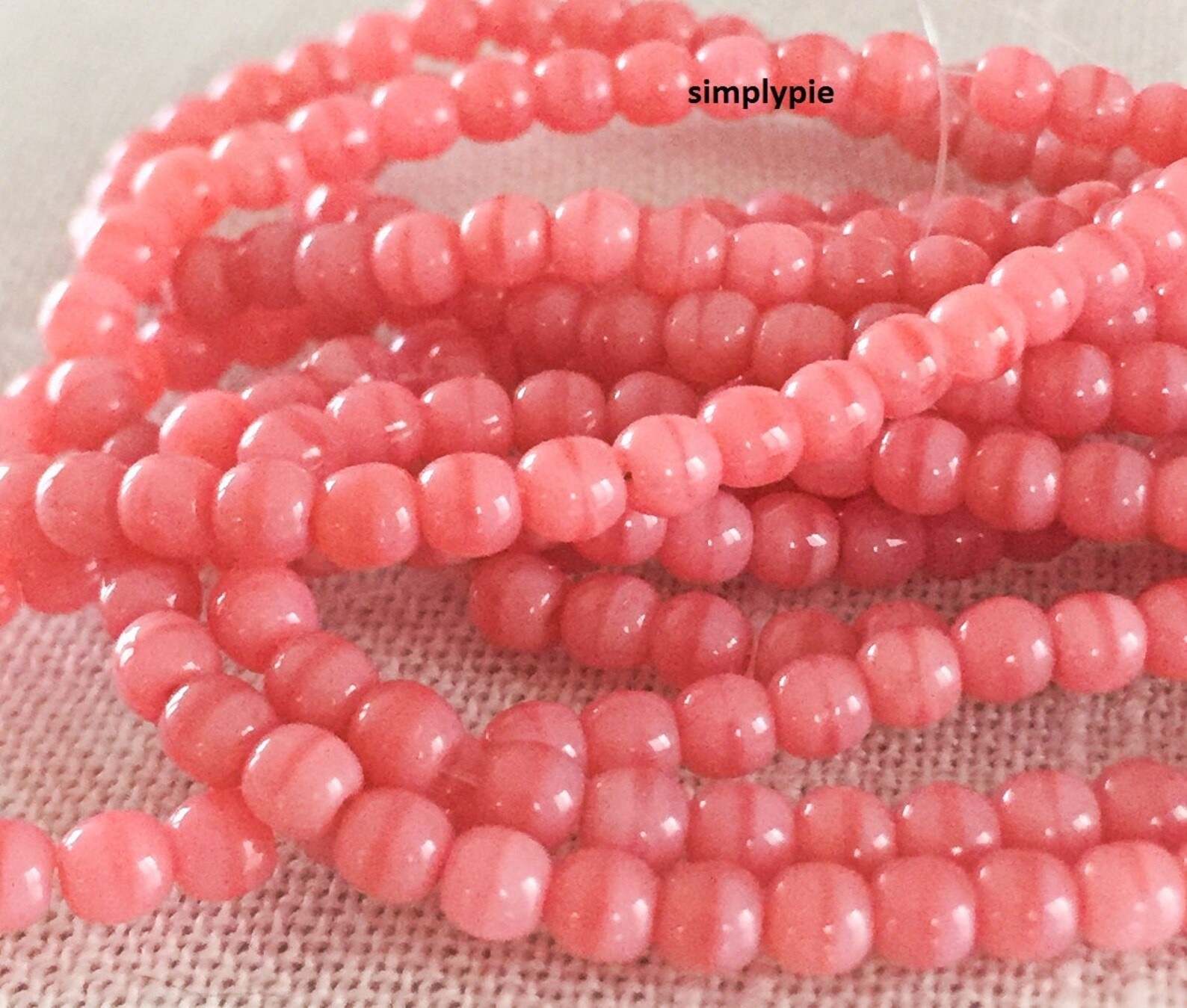 Pink Coral Czech Glass Beads 3mm Round 50 Druk