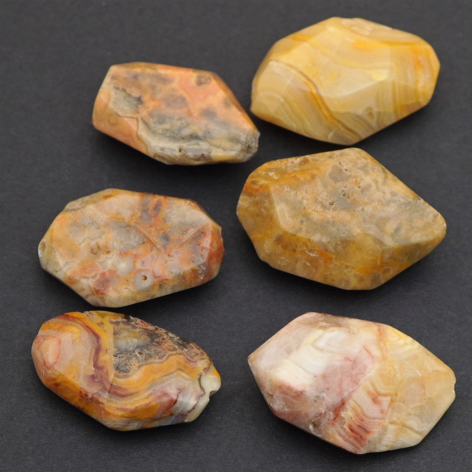 6 faceted crazy lace agate nugget beads orange brown stone ranges 20mm 24mm