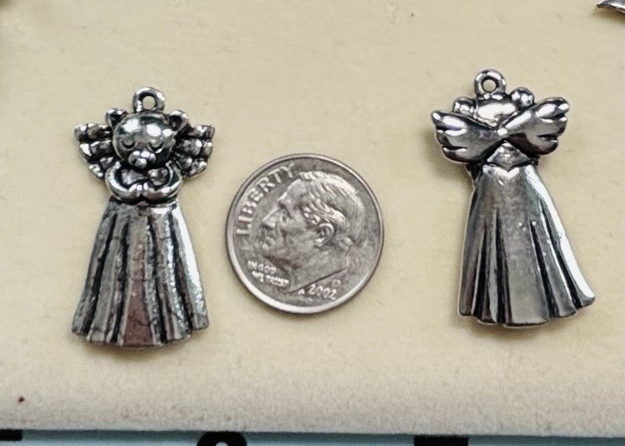 Lot Of 10 Teddy Bear Angel Pewter Charms Custom Made Lead Free Nickel Free USA
