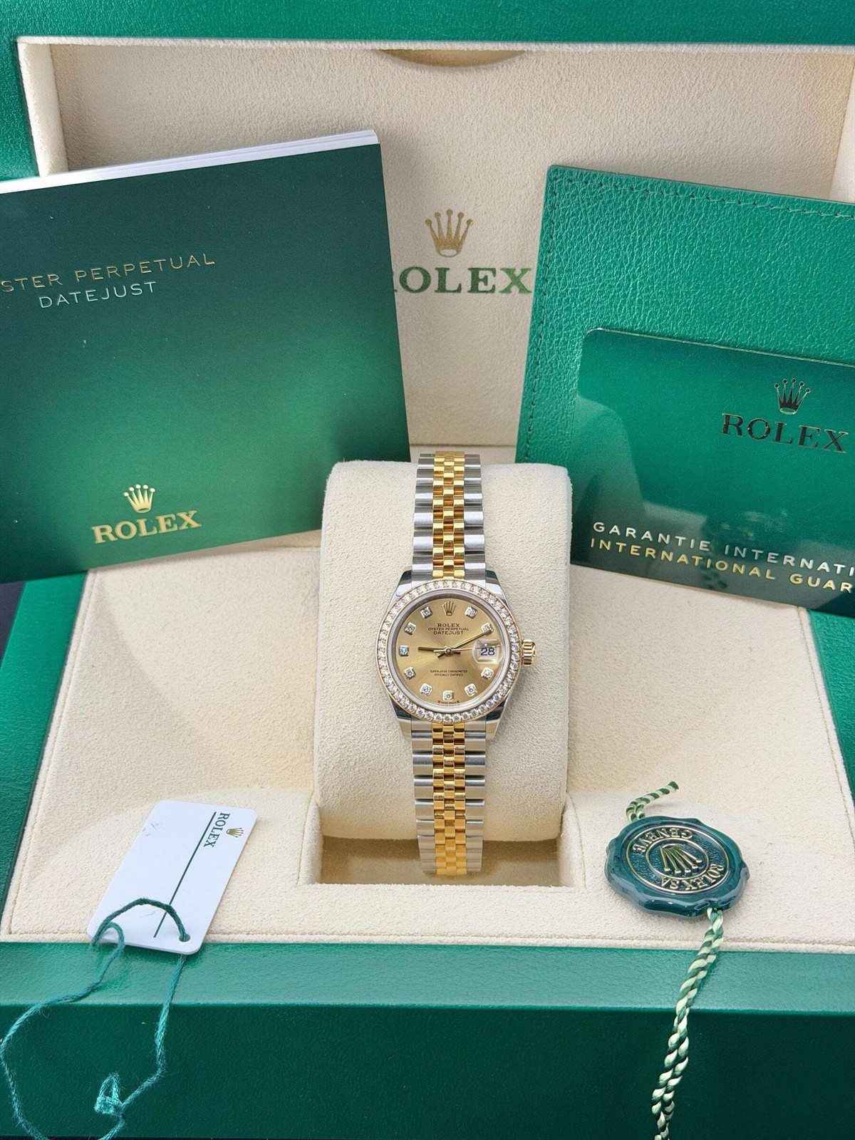 2021 Rolex Datejust 28, Factory Diamond Bezel and Diamond Dial 279383RBR 28mm 18