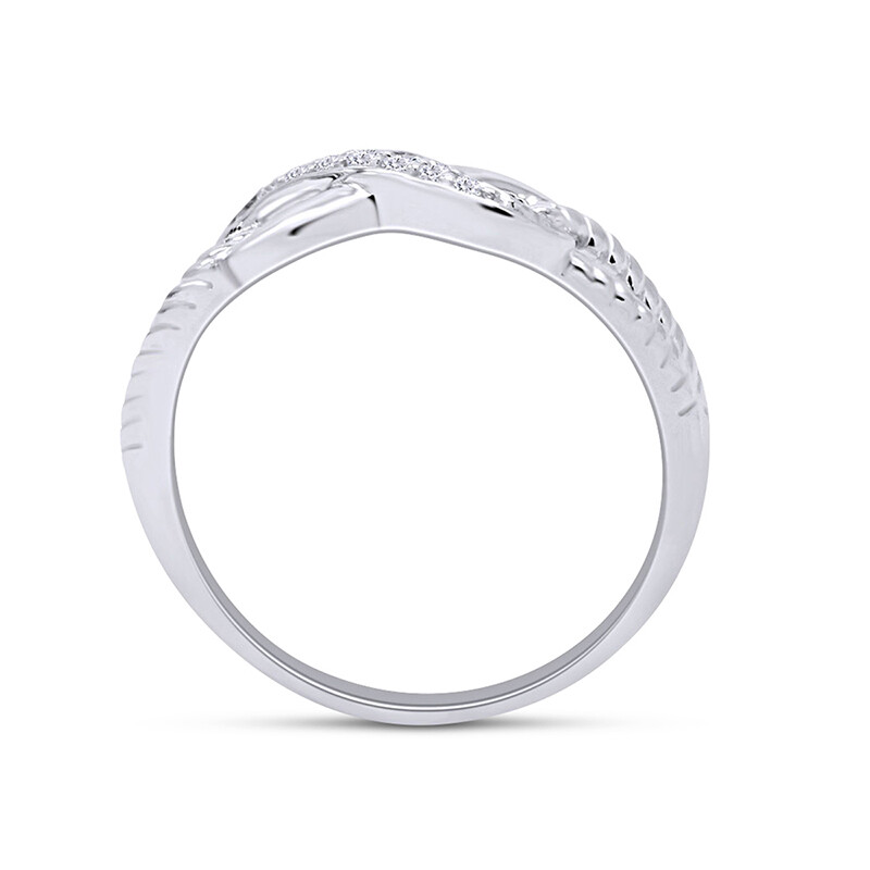 Infinity Diamond Ring White Gold Plated / 0.05 ct, I-J Color, I2-I3 Clarity