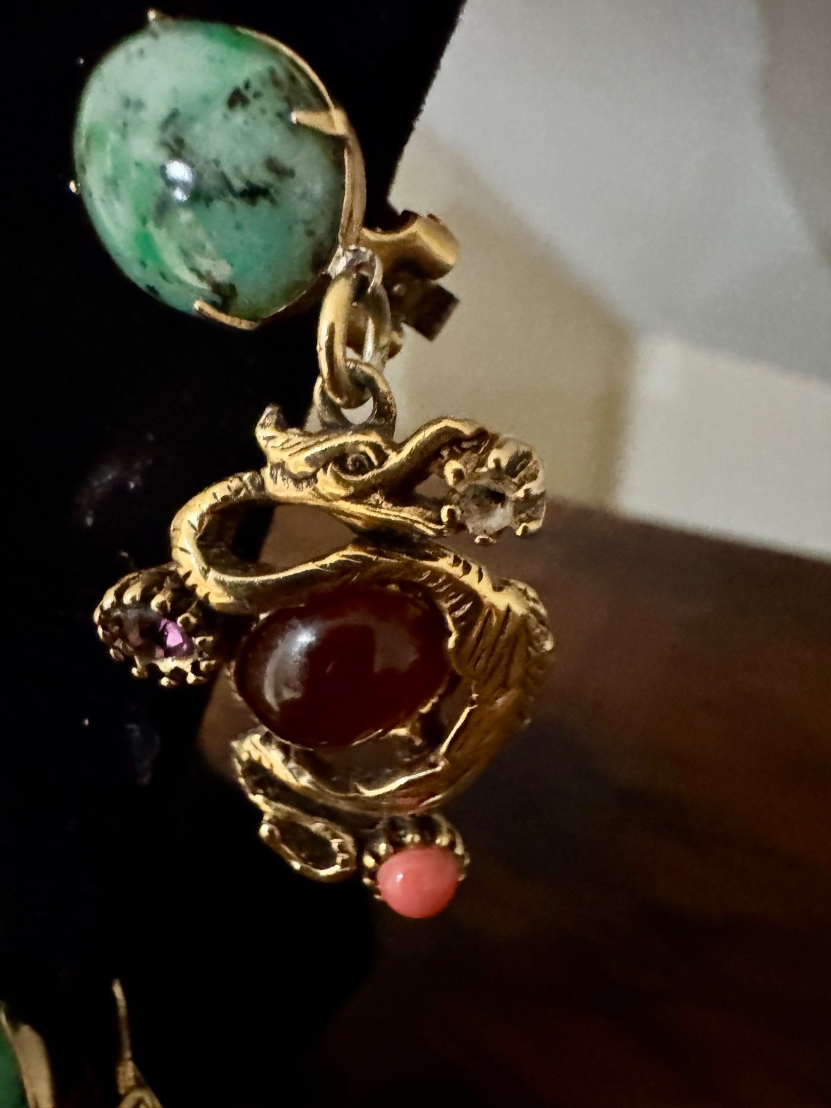 Vintage 1950’s Selro Selini Dragon Egg Gold Necklace & Clip-On Earrings Set
