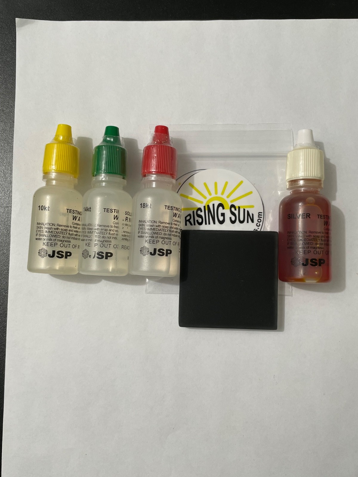 JSP Gold Testing Acid 10K 14K 18K+ Silver Test Kit Scratch stone & Neutralizer
