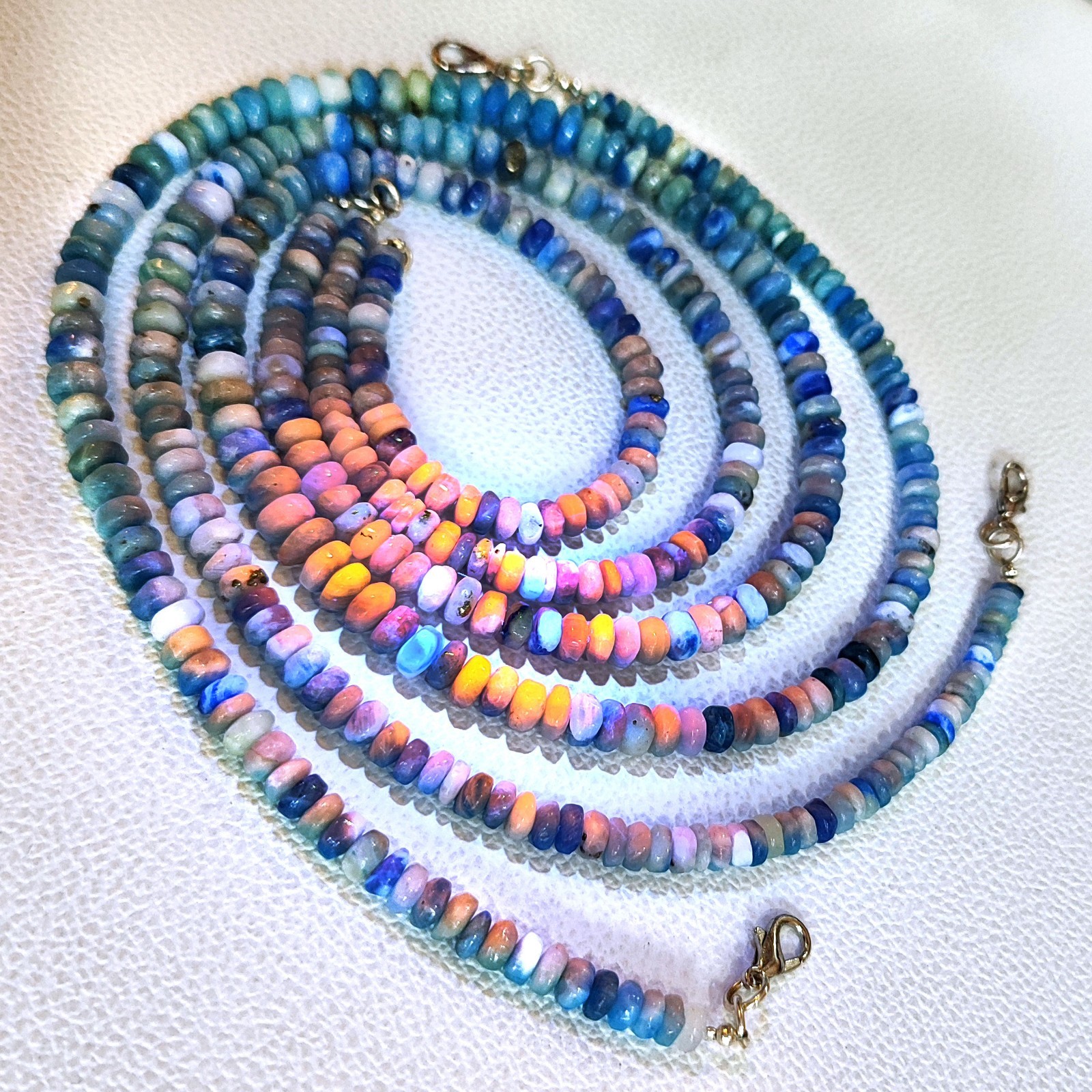 Rare Light Color Change Afghanite 5-7mm Smooth Rondelle Gem 16″ Necklace India