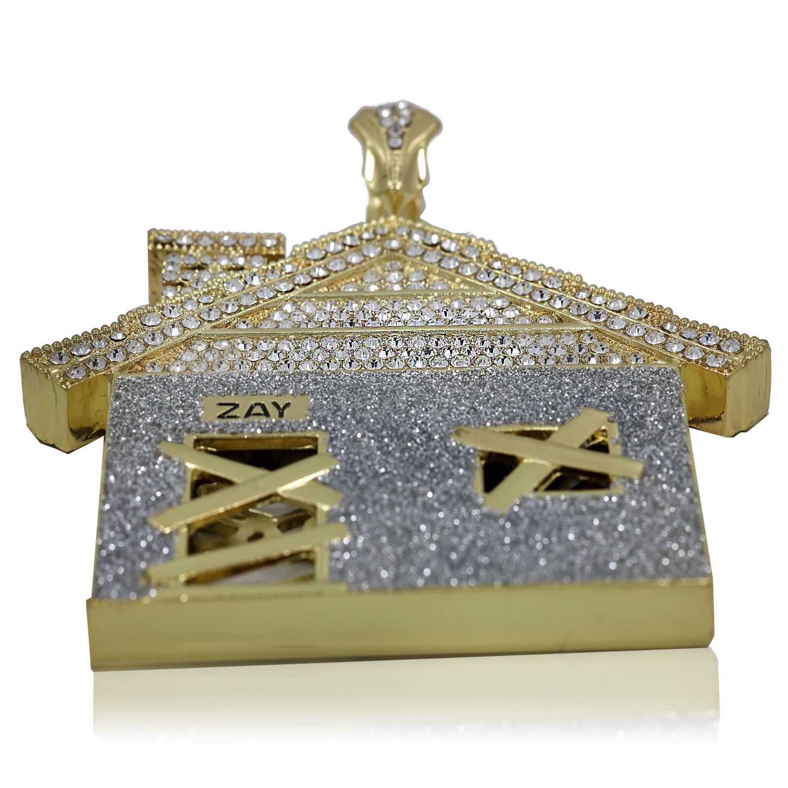 Cubic-Zirconia House Trap Pendant stardust 36″ Rope Chain Jumbo Gold Plated