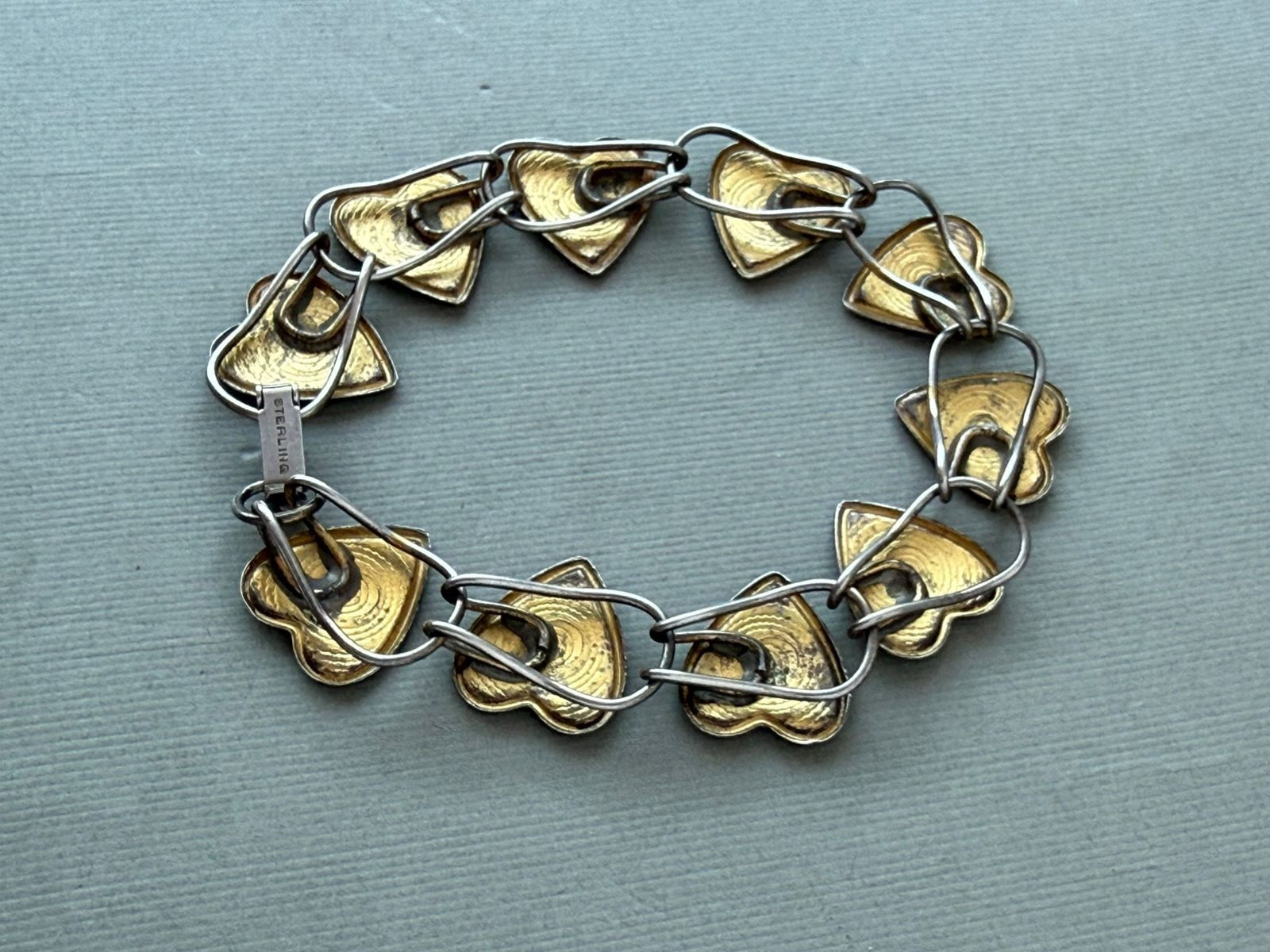 Vintage Bracelet Sweetheart Enamel Hearts Roses Bliss Bros 6.85″
