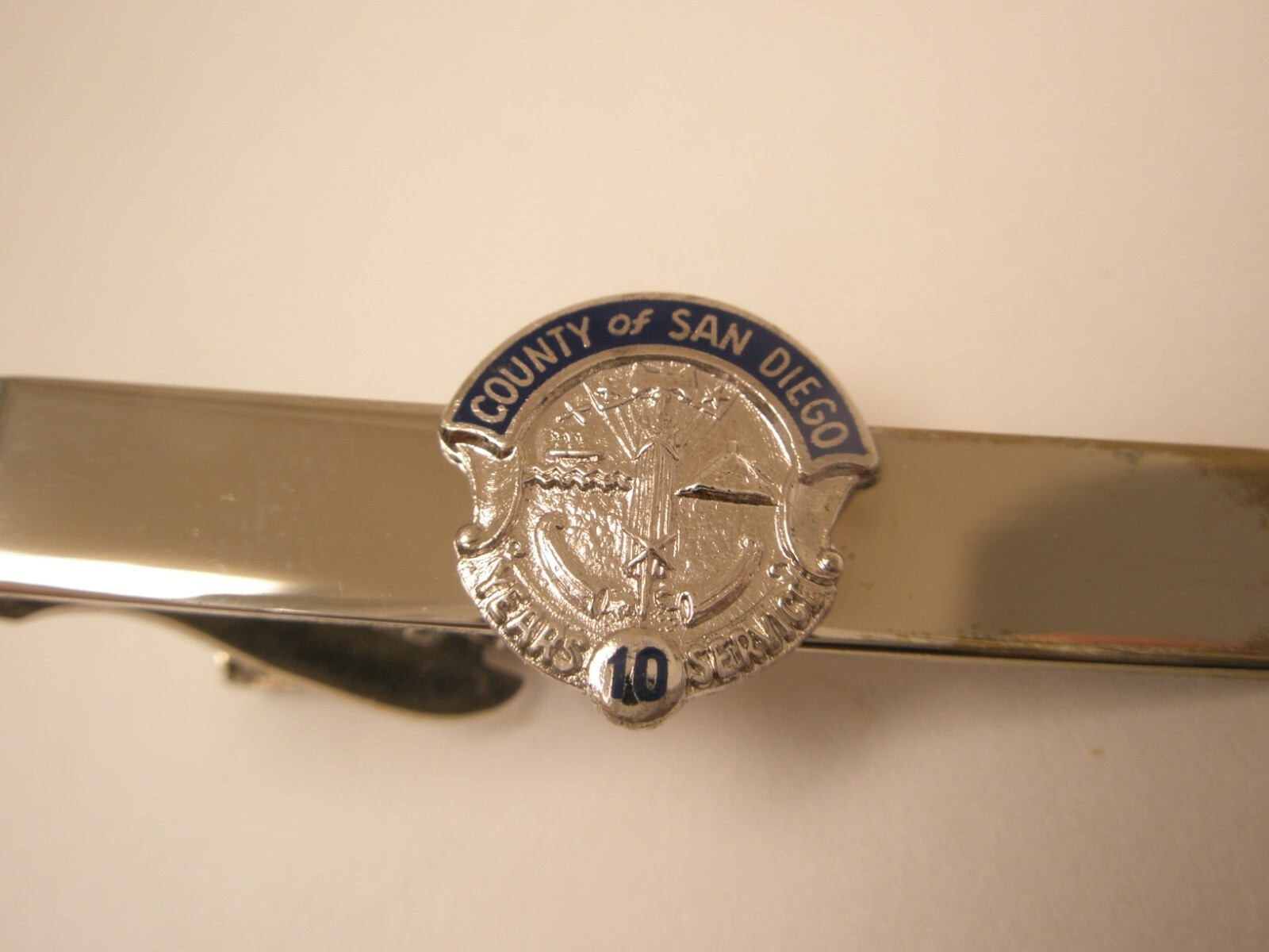 County of San Diego 10 Years of Service Vintage Tie Bar Clip california