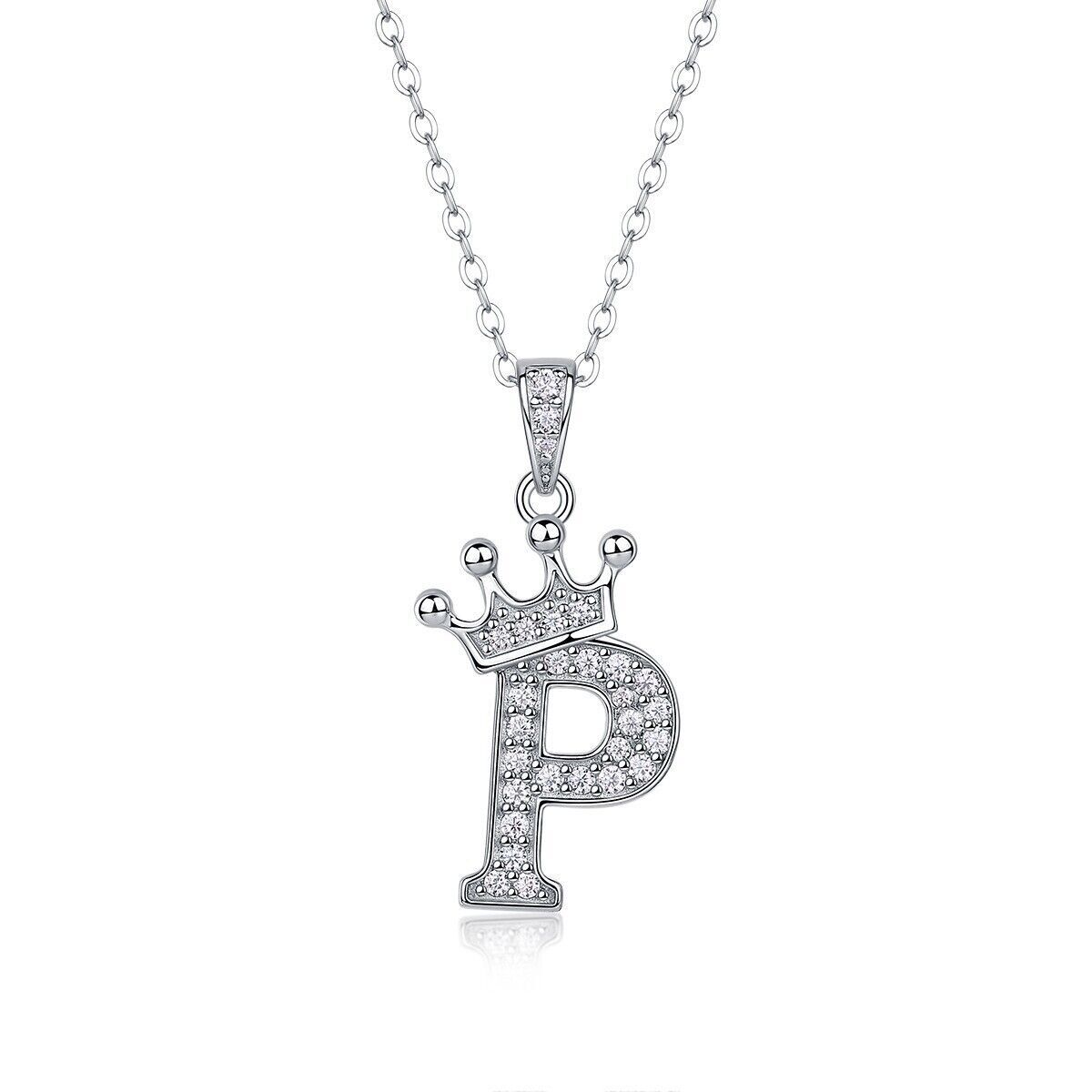 D Color Moissanite 26 Letter Pendant Necklace 925 Sterling Silver Pass Tester