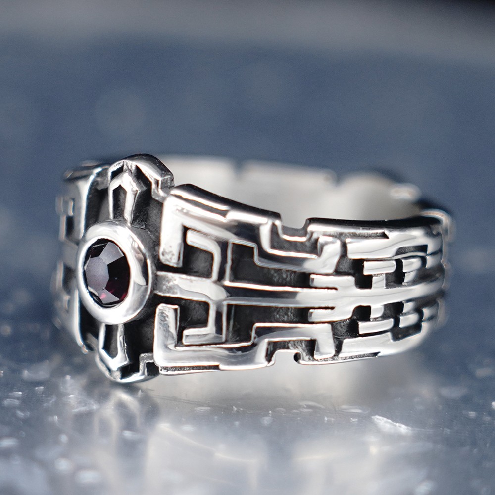 MENDEL Mens Stainless Steel Amethyst Ring For Men Size 7 8 9 10 11 12 13 14 15