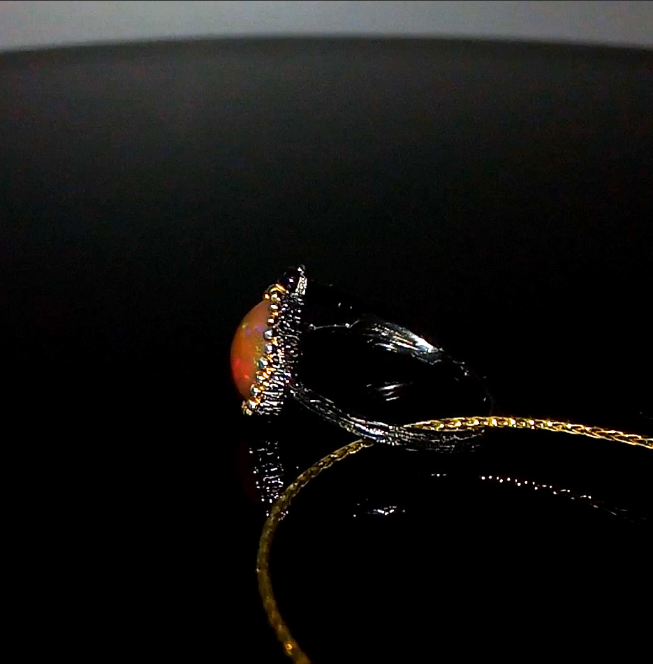 🔥🔥🔥Exclusive TOP FIRE OPAL Flower Ring in Silver and Gold, Size 17.75🔥UNIQUE
