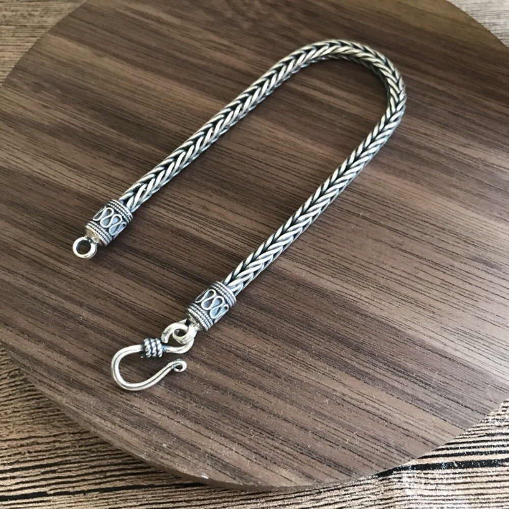 Solid 925 Sterling Silver 4mm Square Wheat Link Chain Men’s Bracelet 7.48-8.26″L