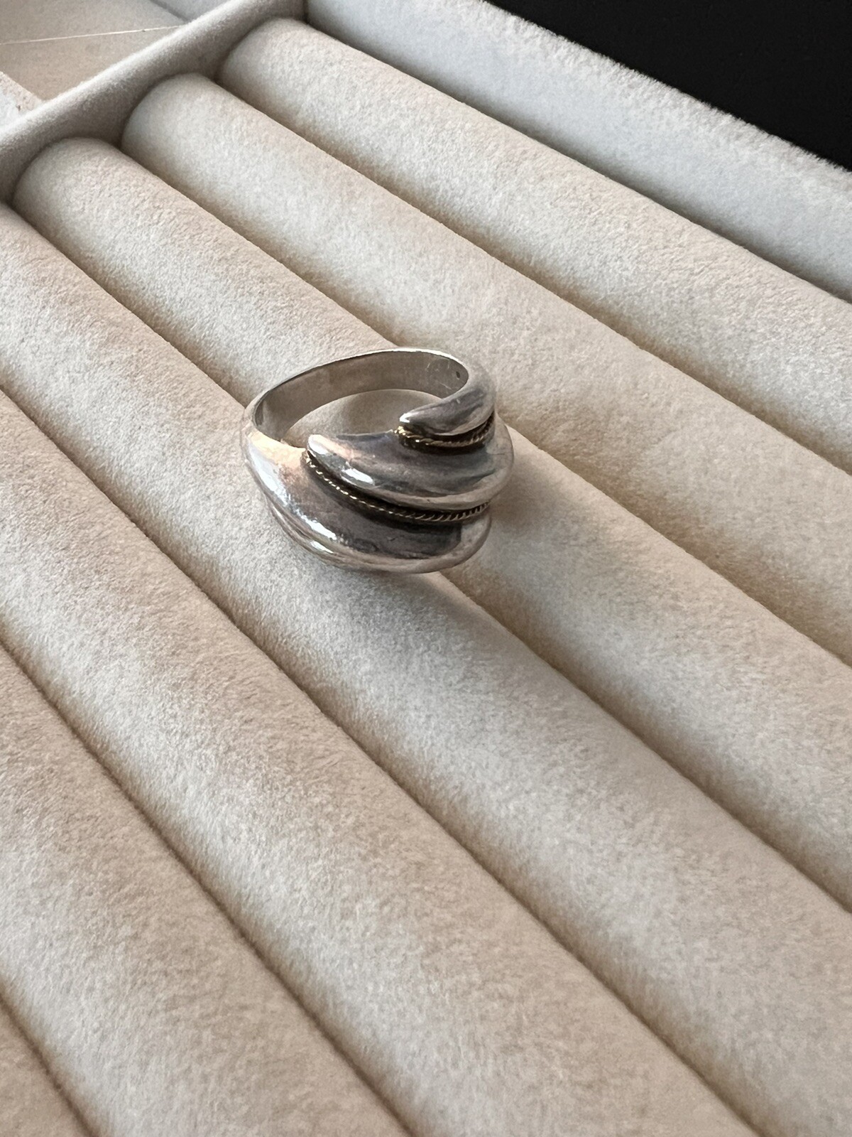 Tiffany & Co Signature Milgrain Silver 18K Gold Rope Shrimp Shell