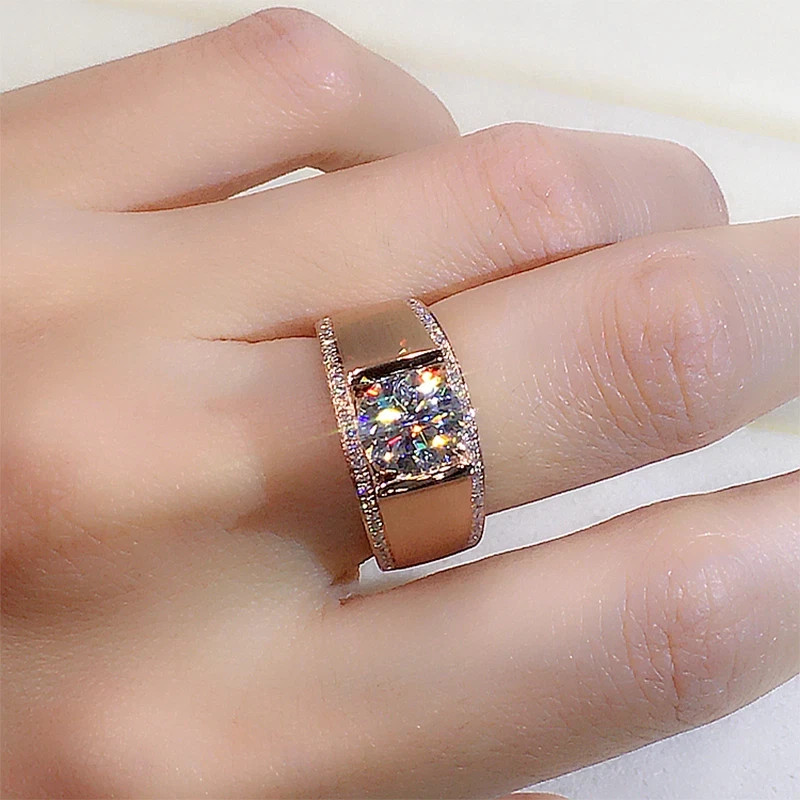2.30Ct Lab Created Diamond Men’s Solitaire Engagement Ring 14K Rose Gold Plated