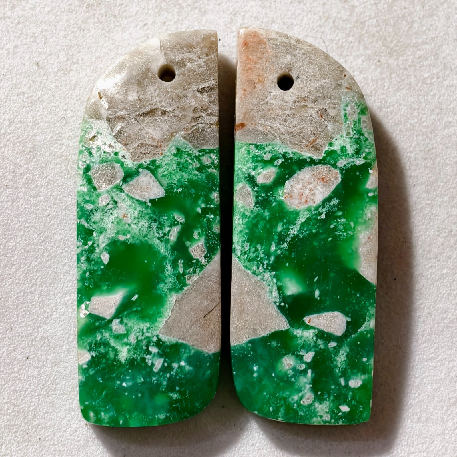 40 Cts Natural Variscite Drilled Match Pair Cabochon Gemstone 35.4 X 12.3 MM