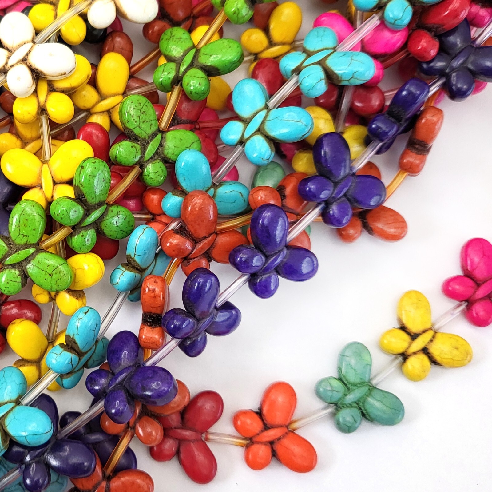 Mix Color Howlite Turquoise 20mm Butterfly Loose Spacer Beads 15″ Strand Crafts