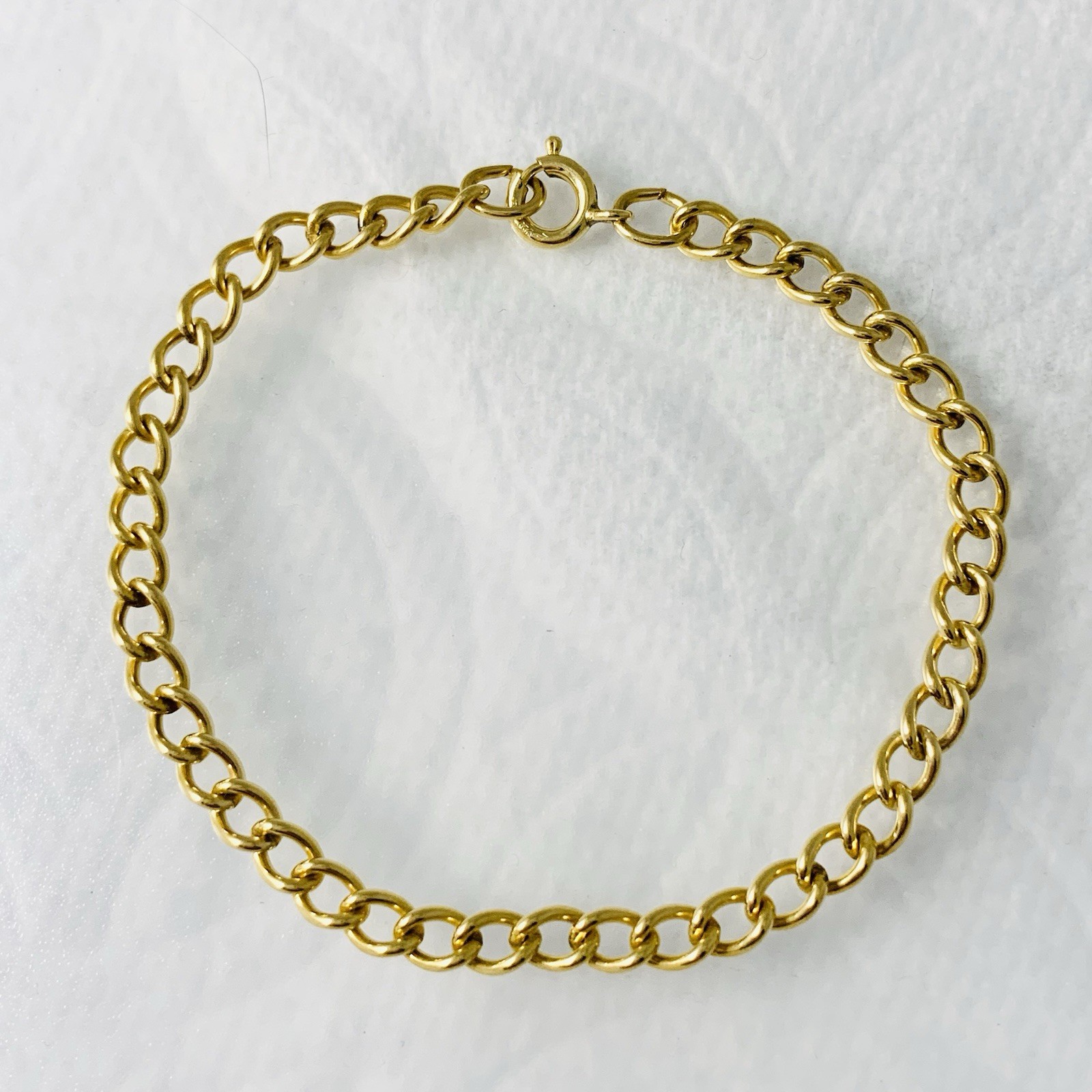 VTG Chain Bracelet Charm 12k Gold Filled 4mm Shiny Spring Ring 3.13gr 7.5”