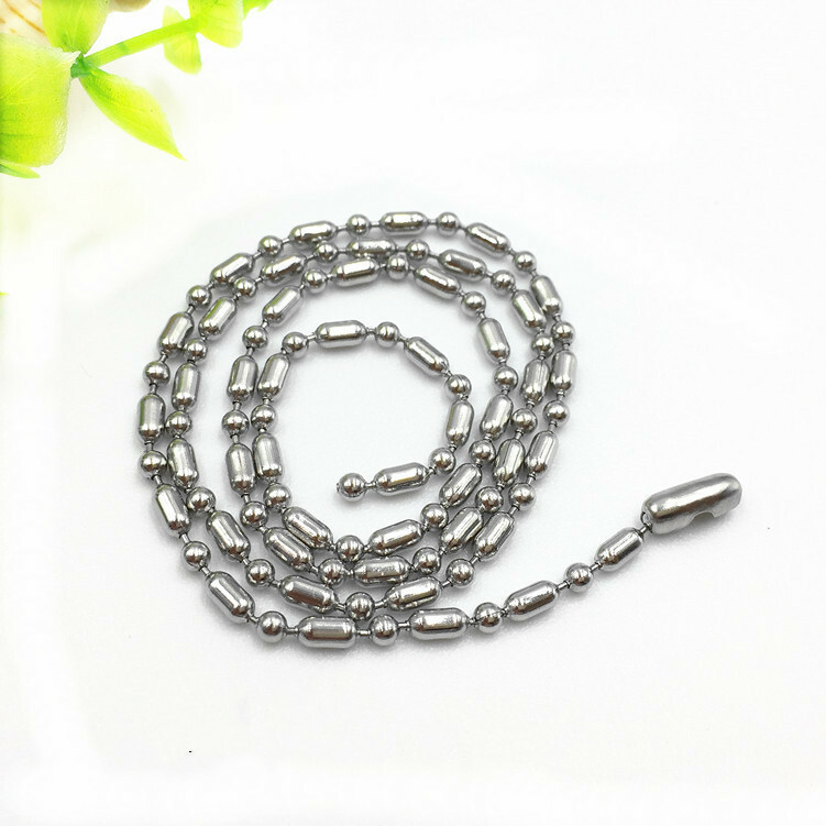 1.6/2/2.4/3mm Real Stainless Steel Bead Ball&Oval Chain 16”-36” NEVER FADE