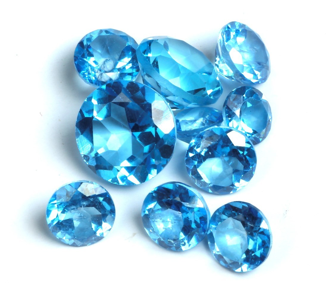Swiss Blue Topaz Round Cut AAA Natural Loose Gemstone For Making All Jewelry