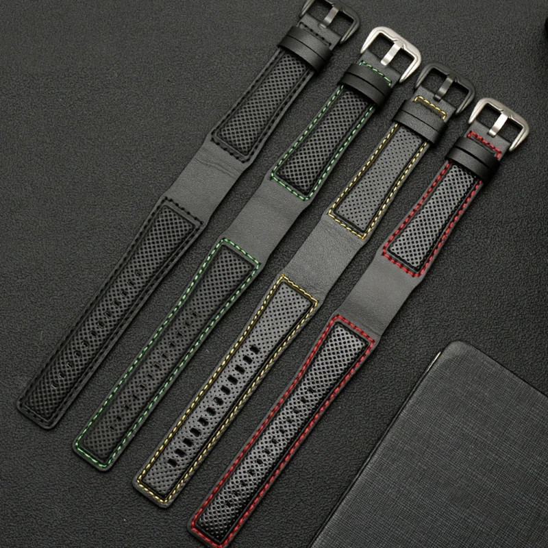 Leather Watch Strap For Dietrich OT-3 OTC-AO1 24mm Black Cowhide Wrist Band
