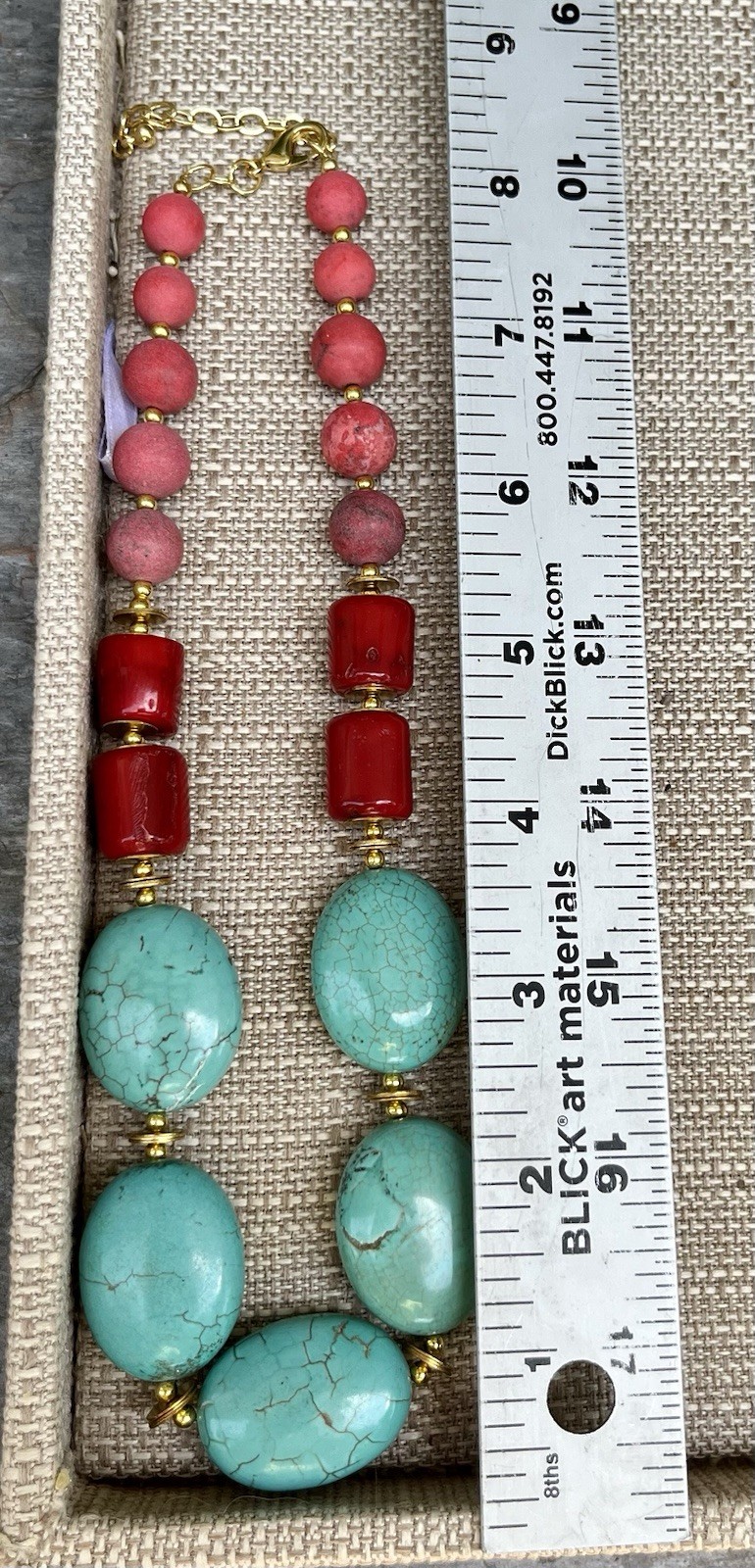 Barse NWT Blue Green Turquoise And Red Coral 16” Statement Necklace