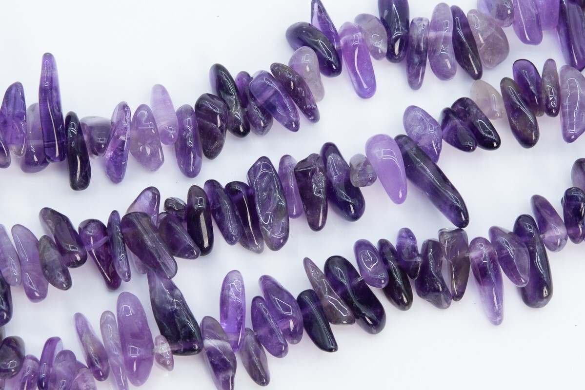 12-24×3-5MM Purple Amethyst Stick Pebble Chip Grade AAA Natural Loose Beads